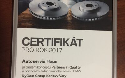 CERTIFIKÁT BMW O PARTNERSTVÍ V KVALITĚ